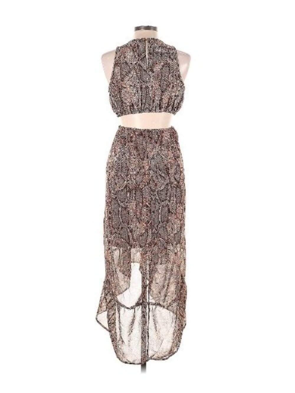 Indulge Instyle Womens Snakeskin Cutout Ring Hi-Low Hem Dress Brown Medium - Picture 4 of 12